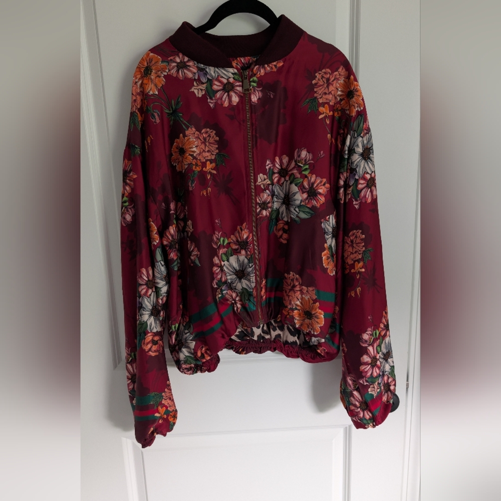 Oversized Floral Bomber Jacket